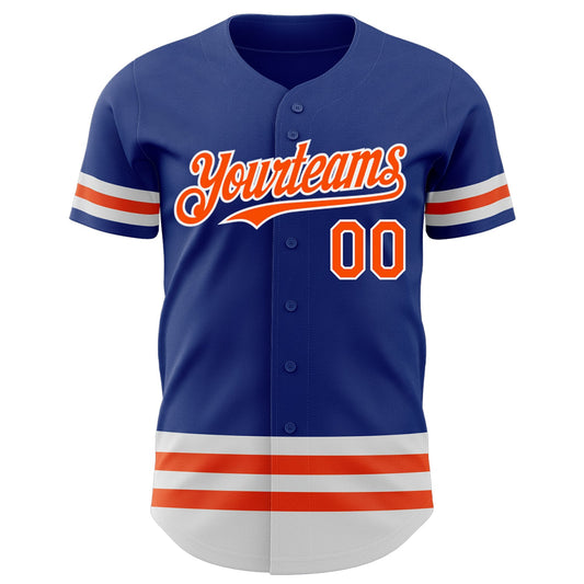 Custom Royal Orange-White Line Authentic Baseball Jersey - Sky-Custom