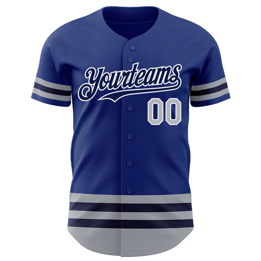 Custom Royal Gray-Navy Line Authentic Baseball Jersey - Sky-Custom
