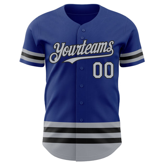 Custom Royal Gray-Black Line Authentic Baseball Jersey - Sky-Custom