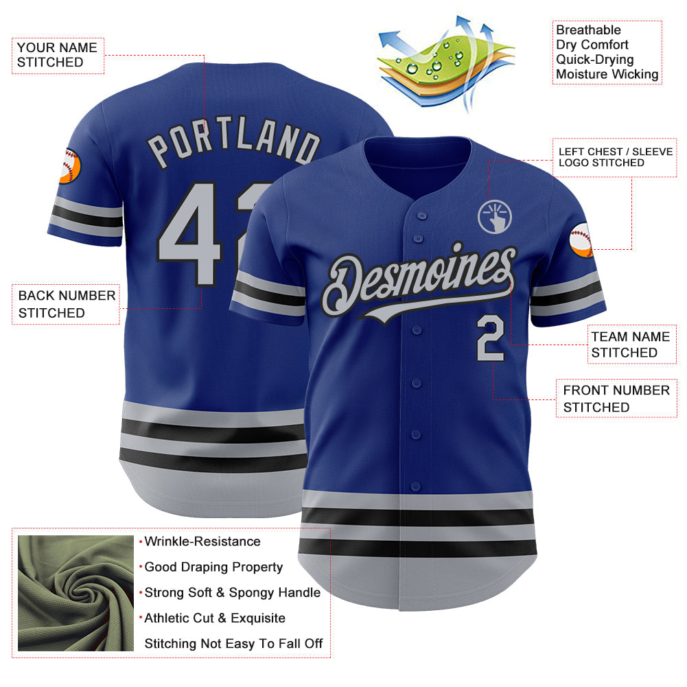 Custom Royal Gray-Black Line Authentic Baseball Jersey - Sky-Custom