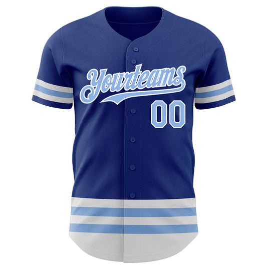 Custom Royal Light Blue-White Line Authentic Baseball Jersey - Sky-Custom