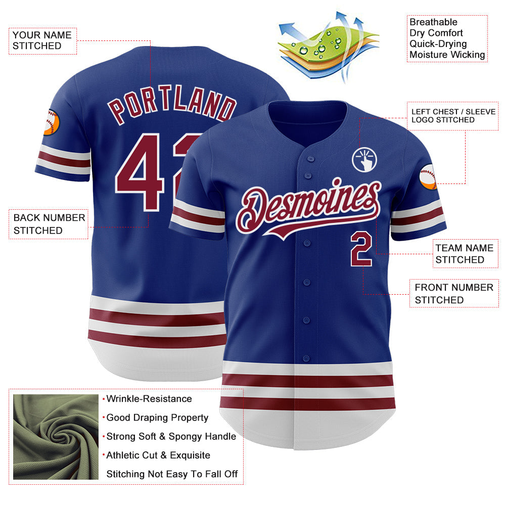 Custom Royal Crimson-White Line Authentic Baseball Jersey - Sky-Custom