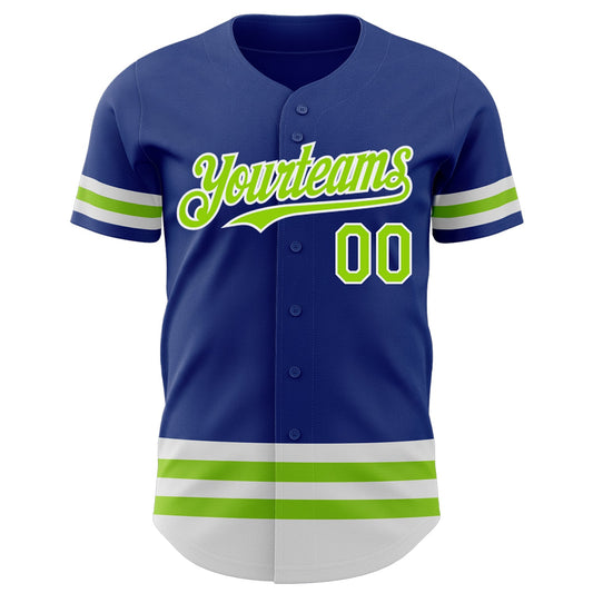 Custom Royal Neon Green-White Line Authentic Baseball Jersey - Sky-Custom