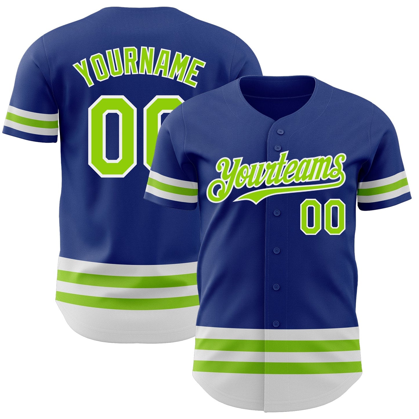 Custom Royal Neon Green-White Line Authentic Baseball Jersey - Sky-Custom