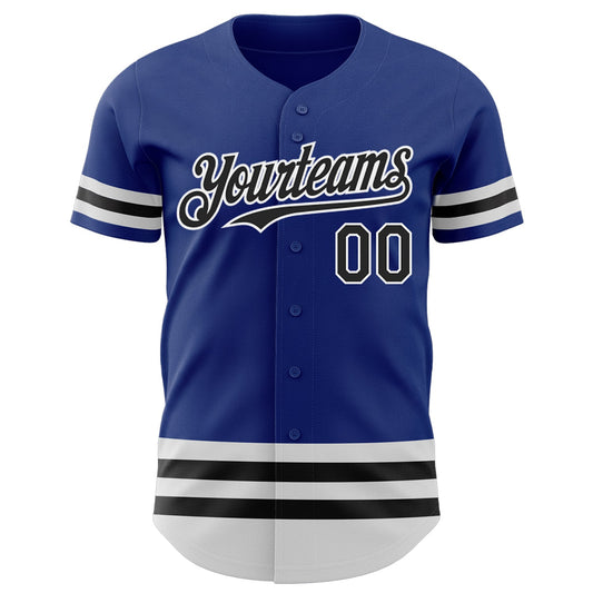 Custom Royal Black-White Line Authentic Baseball Jersey - Sky-Custom