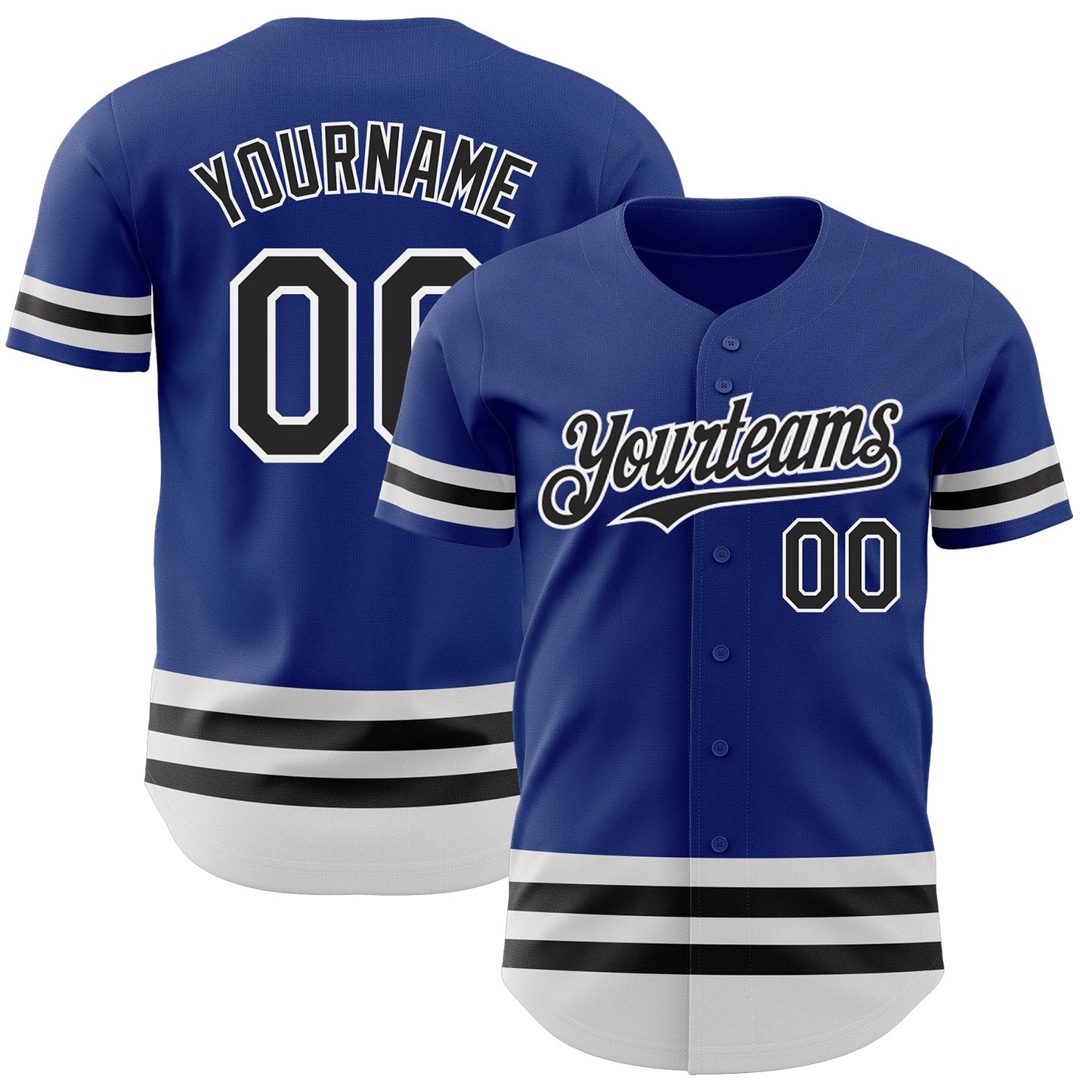 Custom Royal Black-White Line Authentic Baseball Jersey - Sky-Custom