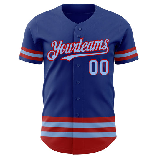 Custom Royal Light Blue-Red Line Authentic Baseball Jersey - Sky-Custom