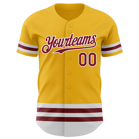 Custom Gold Crimson-White Line Authentic Baseball Jersey - Sky-Custom