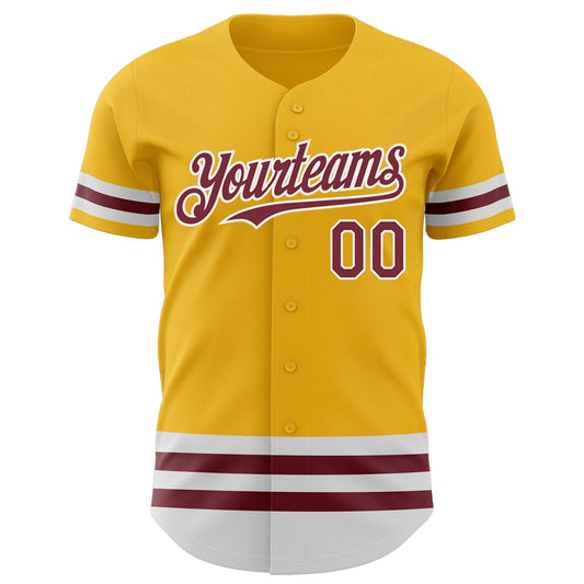 Custom Gold Burgundy-White Line Authentic Baseball Jersey - Sky-Custom