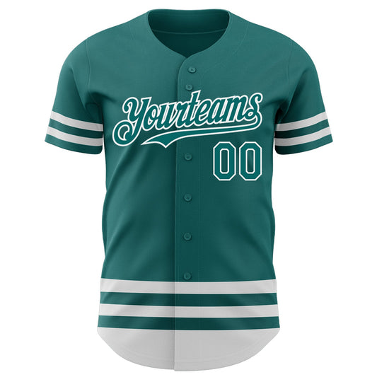 Custom Teal White Line Authentic Baseball Jersey - Sky-Custom