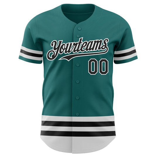 Custom Teal Black-White Line Authentic Baseball Jersey - Sky-Custom