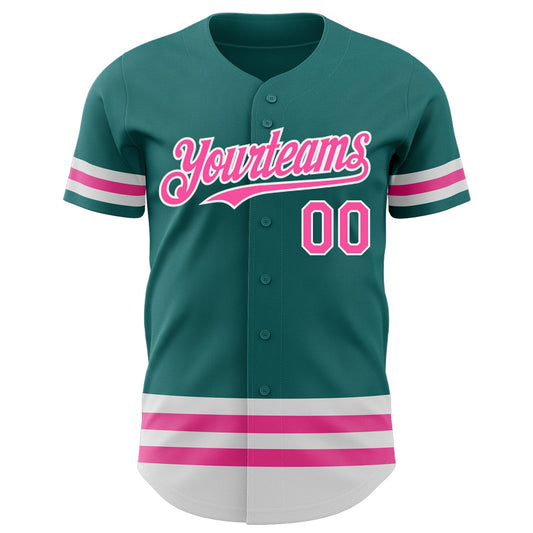 Custom Teal Pink-White Line Authentic Baseball Jersey - Sky-Custom