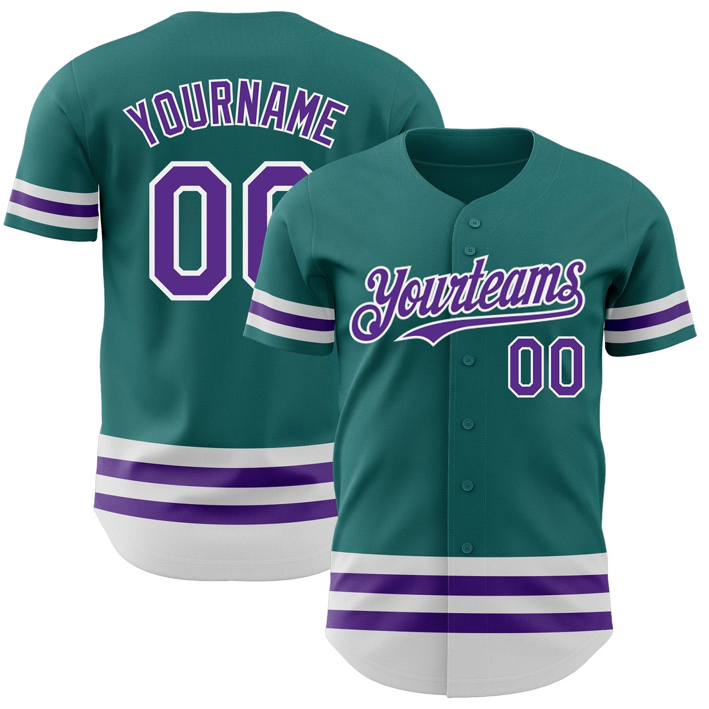 Custom Teal Purple-White Line Authentic Baseball Jersey - Sky-Custom