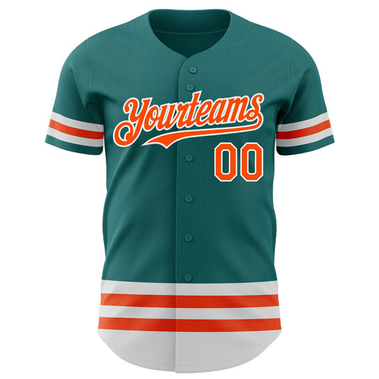 Custom Teal Orange-White Line Authentic Baseball Jersey - Sky-Custom