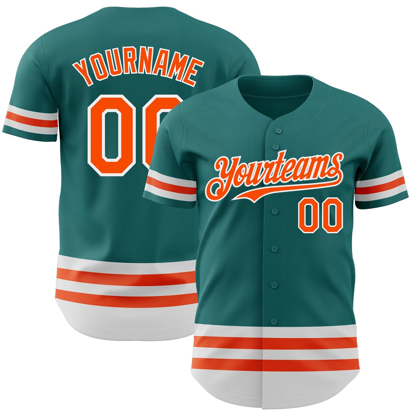 Custom Teal Orange-White Line Authentic Baseball Jersey - Sky-Custom