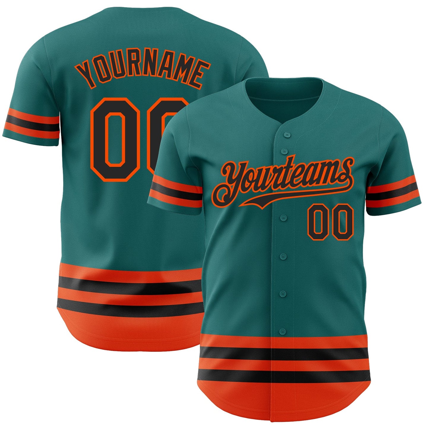 Custom Teal Black-Orange Line Authentic Baseball Jersey - Sky-Custom