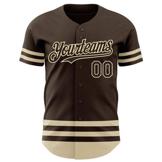 Custom Brown Cream Line Authentic Baseball Jersey - Sky-Custom