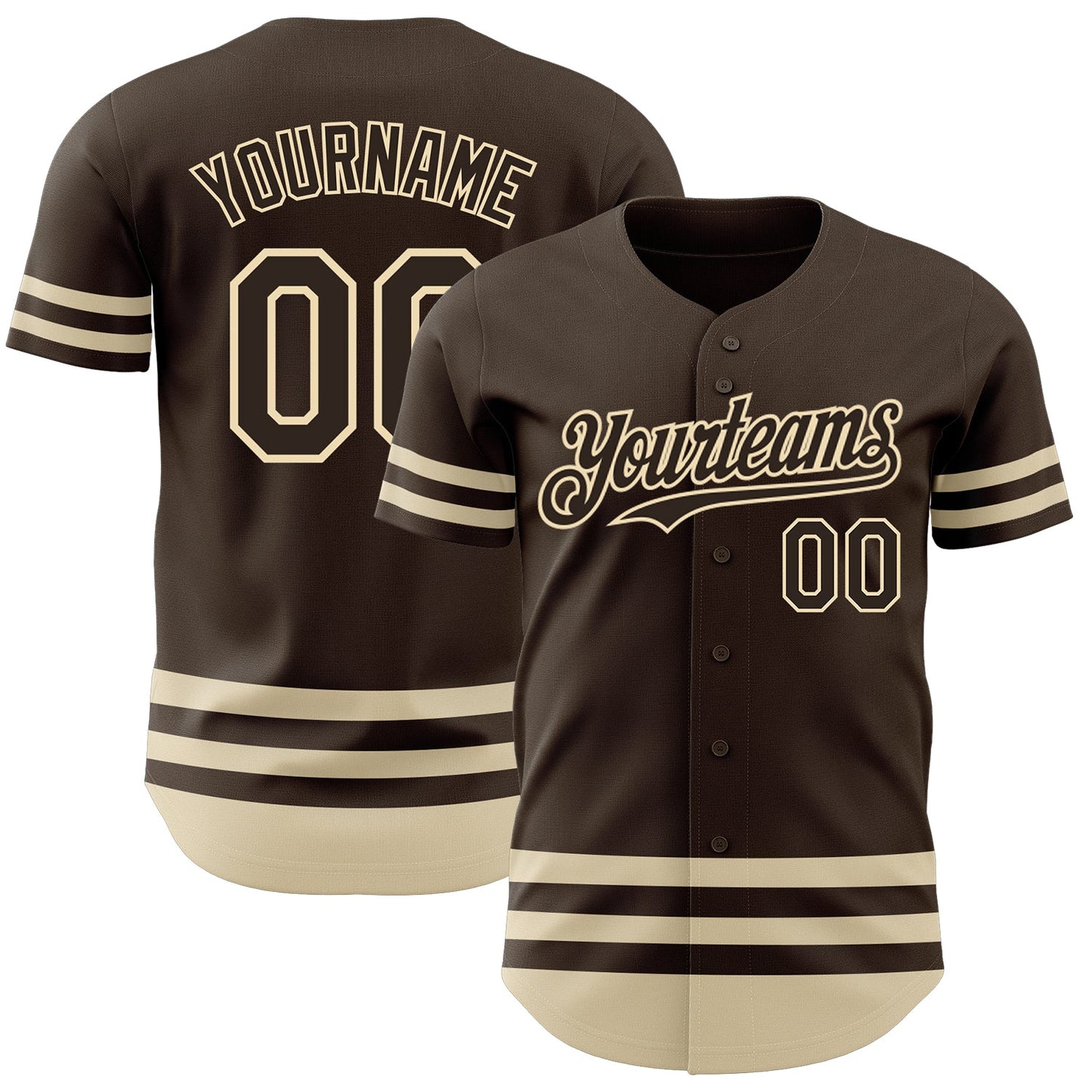 Custom Brown Cream Line Authentic Baseball Jersey - Sky-Custom