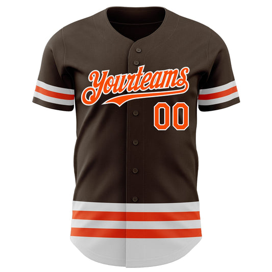 Custom Brown Orange-White Line Authentic Baseball Jersey - Sky-Custom
