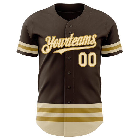 Custom Brown Cream-Old Gold Line Authentic Baseball Jersey - Sky-Custom