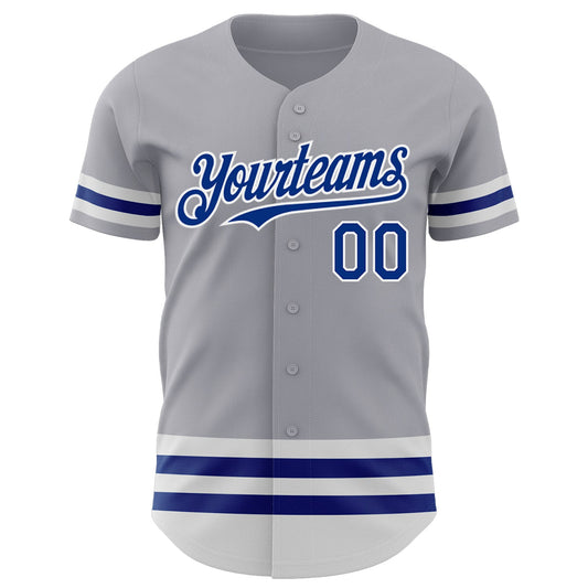 Custom Gray Royal-White Line Authentic Baseball Jersey - Sky-Custom