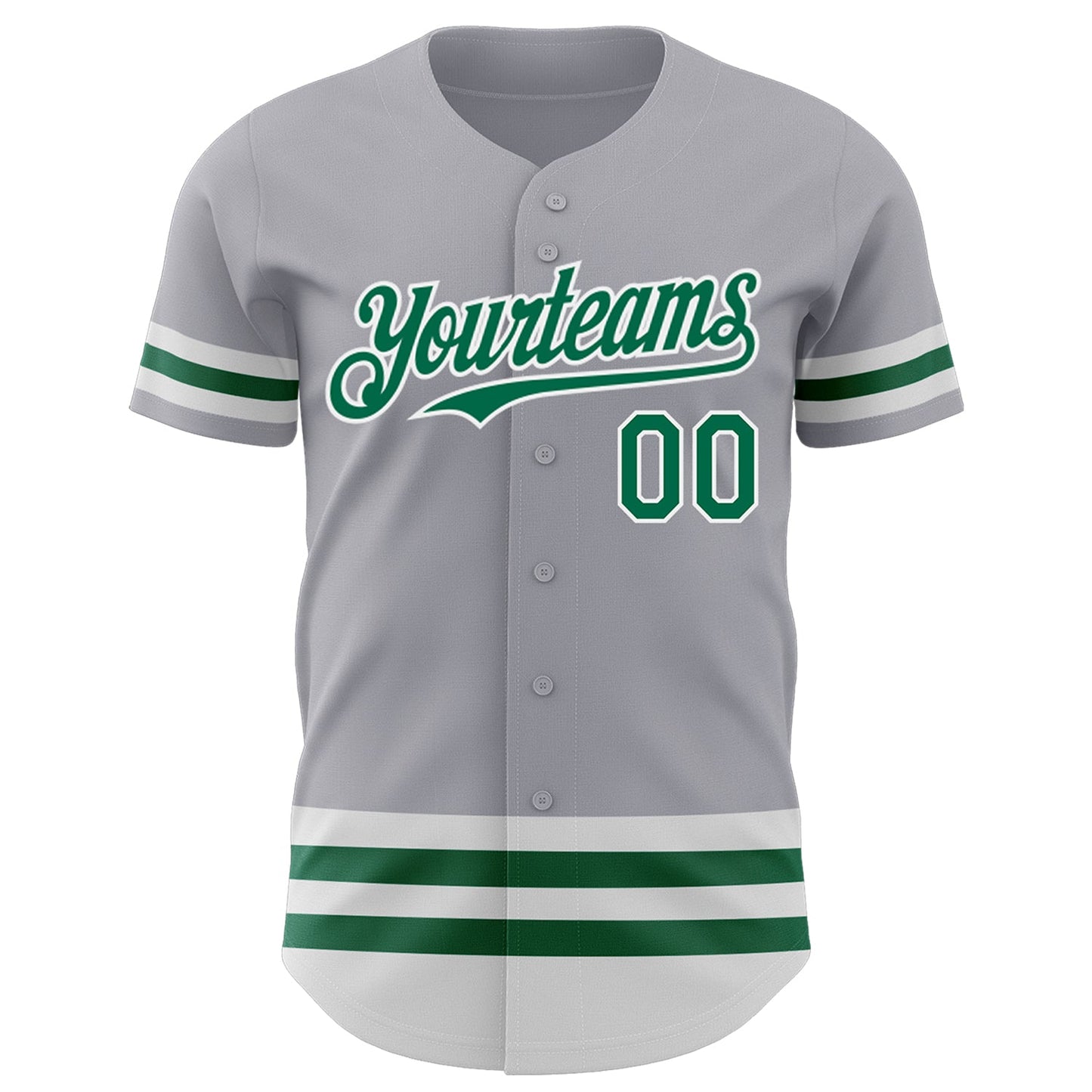 Custom Gray Kelly Green-White Line Authentic Baseball Jersey - Sky-Custom