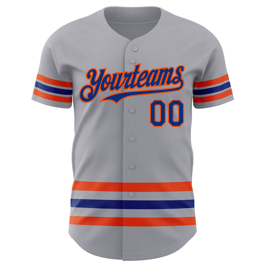 Custom Gray Royal-Orange Line Authentic Baseball Jersey - Sky-Custom