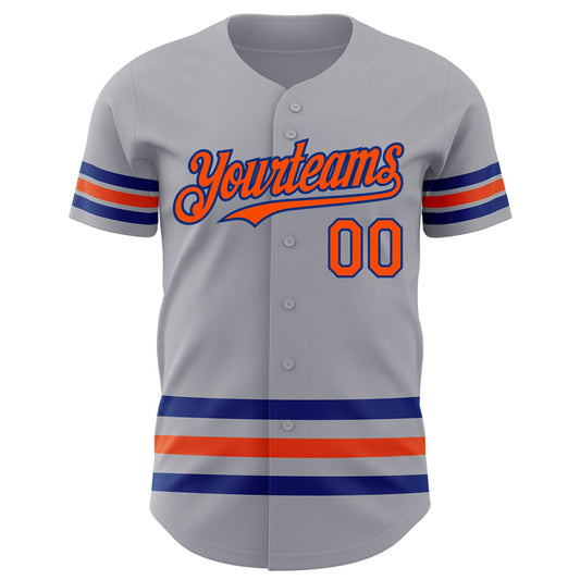 Custom Gray Orange-Royal Line Authentic Baseball Jersey - Sky-Custom