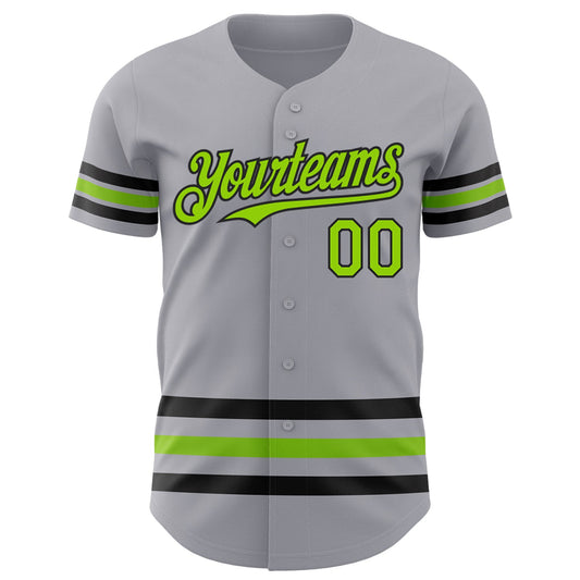 Custom Gray Neon Green-Black Line Authentic Baseball Jersey - Sky-Custom