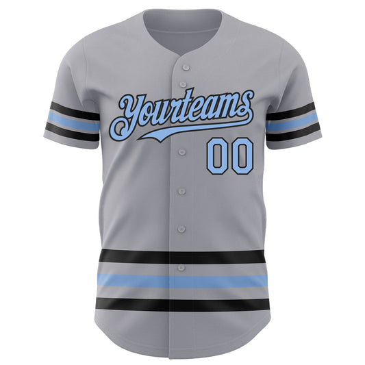 Custom Gray Light Blue-Black Line Authentic Baseball Jersey - Sky-Custom