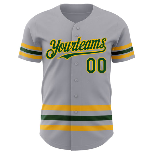Custom Gray Green-Gold Line Authentic Baseball Jersey - Sky-Custom