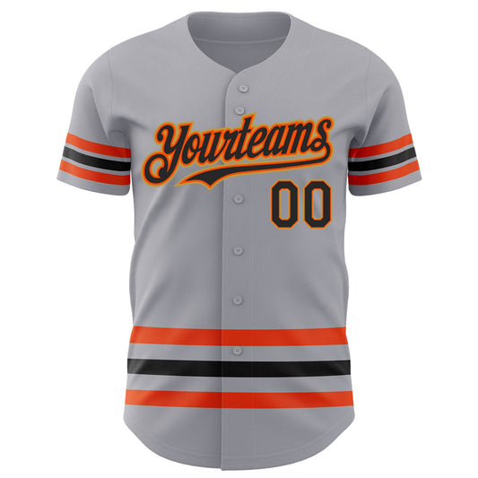 Custom Gray Black Orange-Old Gold Line Authentic Baseball Jersey - Sky-Custom