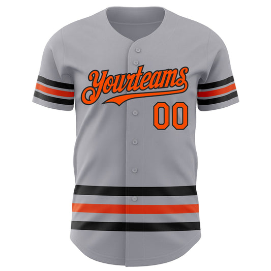 Custom Gray Orange-Black Line Authentic Baseball Jersey - Sky-Custom