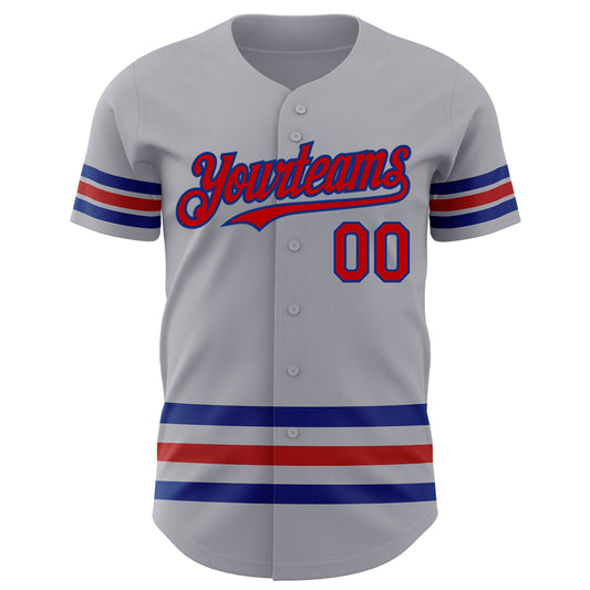 Custom Gray Red-Royal Line Authentic Baseball Jersey - Sky-Custom