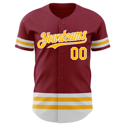 Custom Crimson Gold-White Line Authentic Baseball Jersey - Sky-Custom