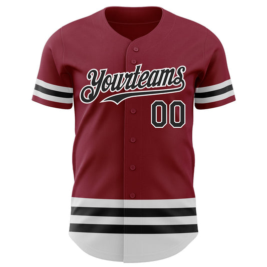 Custom Crimson Black-White Line Authentic Baseball Jersey - Sky-Custom