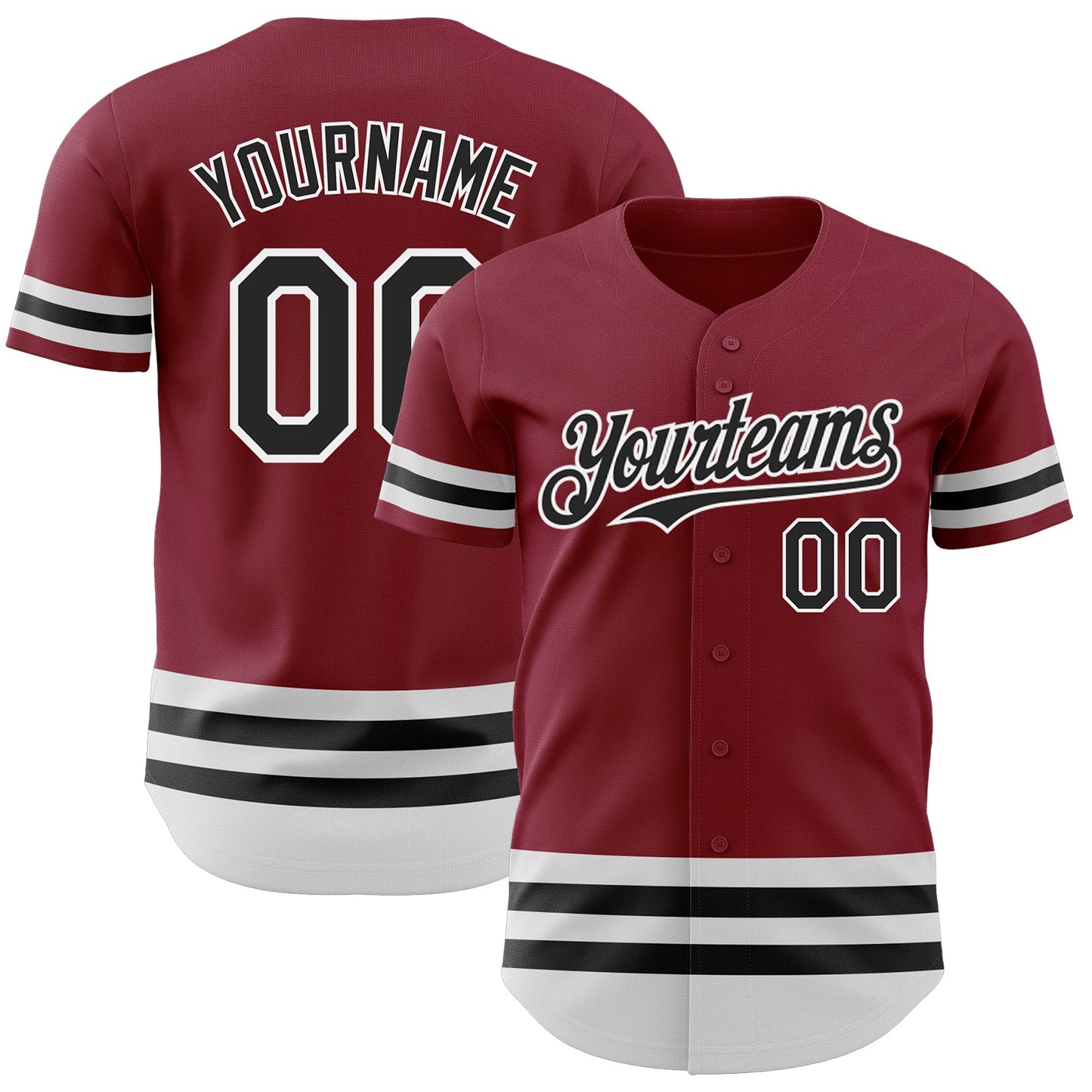 Custom Crimson Black-White Line Authentic Baseball Jersey - Sky-Custom