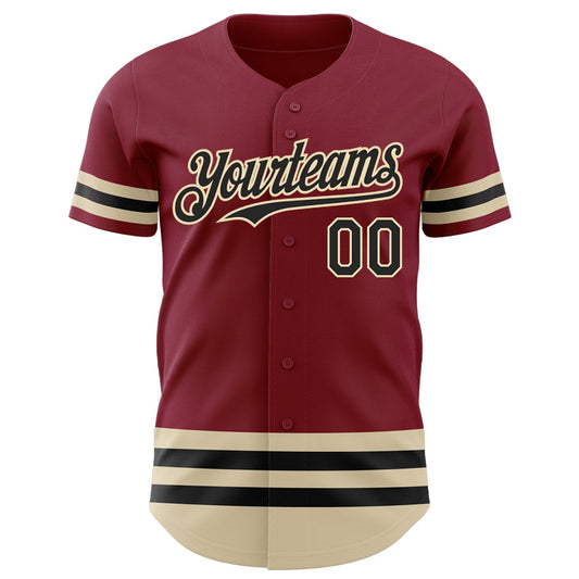 Custom Crimson Black-Cream Line Authentic Baseball Jersey - Sky-Custom