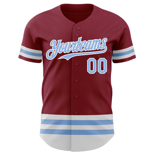 Custom Crimson Light Blue-White Line Authentic Baseball Jersey - Sky-Custom