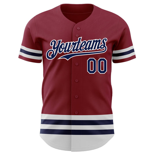 Custom Crimson Navy-White Line Authentic Baseball Jersey - Sky-Custom