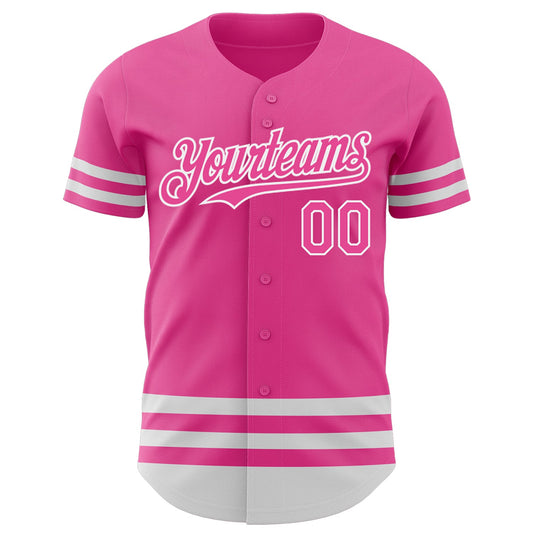 Custom Pink White Line Authentic Baseball Jersey - Sky-Custom