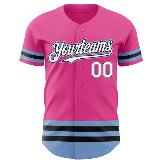 Custom Pink Black-Light Blue Line Authentic Baseball Jersey - Sky-Custom