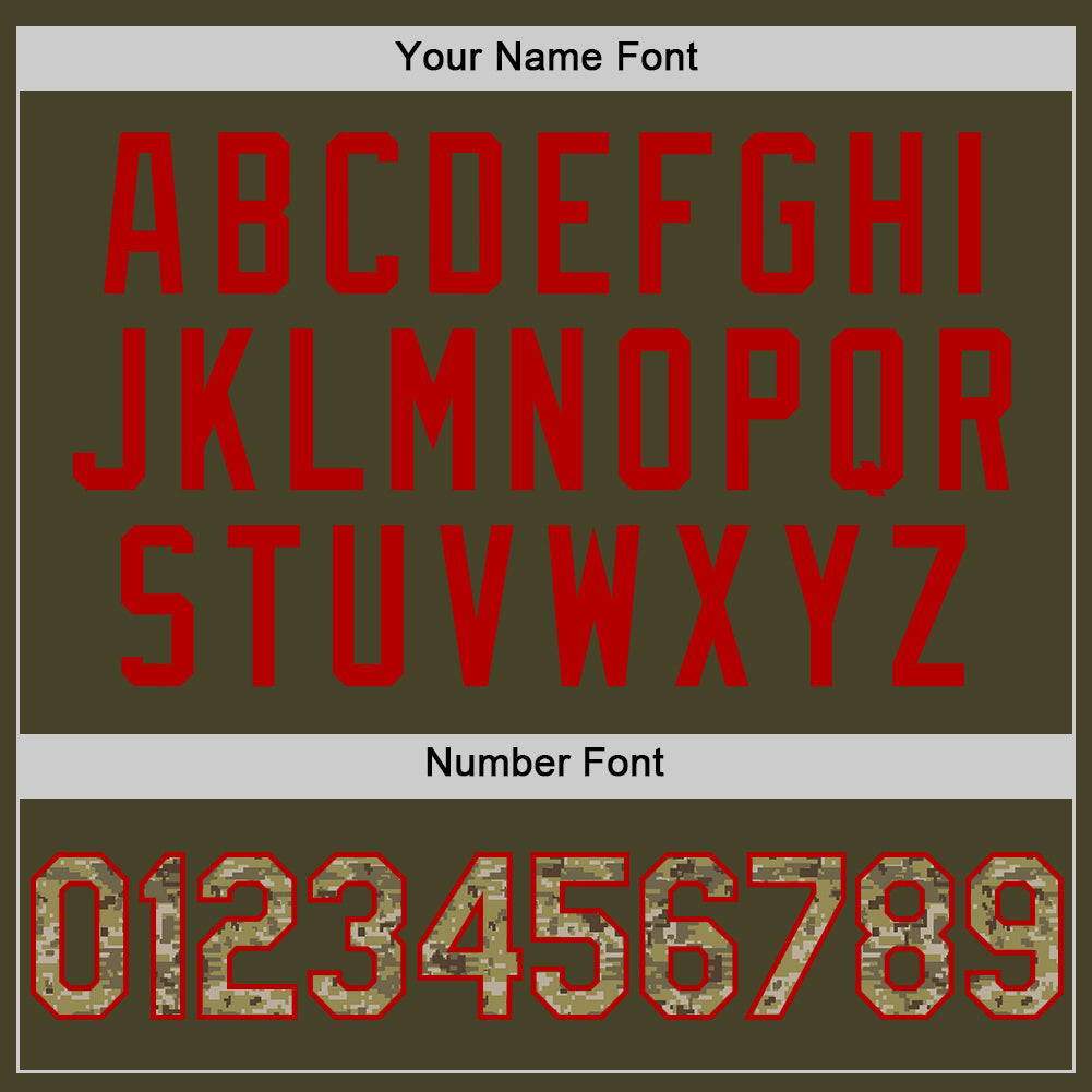 Custom Olive Camo Red-Cream Line Authentic Salute To Service Baseball Jersey - Sky-Custom