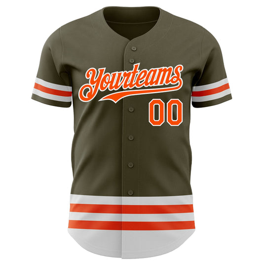 Custom Olive Orange-White Line Authentic Salute To Service Baseball Jersey - Sky-Custom