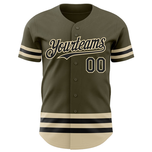 Custom Olive Black-Cream Line Authentic Salute To Service Baseball Jersey - Sky-Custom