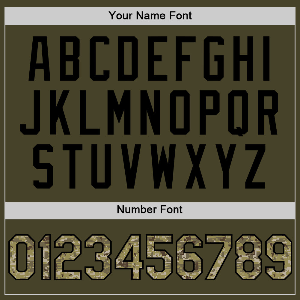 Custom Olive Camo Black-Cream Line Authentic Salute To Service Baseball Jersey - Sky-Custom