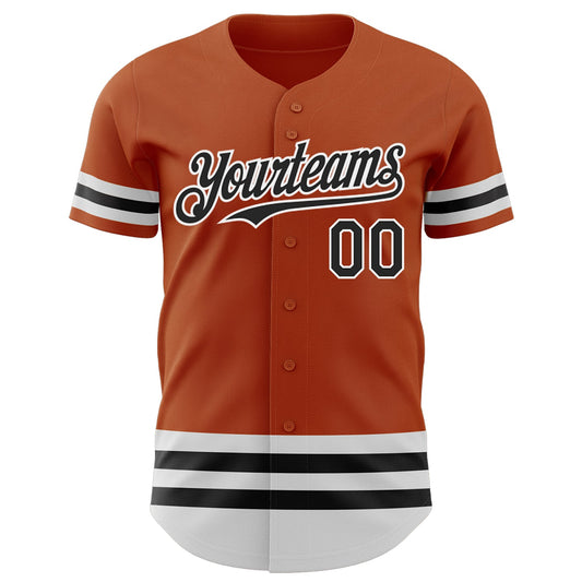 Custom Texas Orange Black-White Line Authentic Baseball Jersey - Sky-Custom