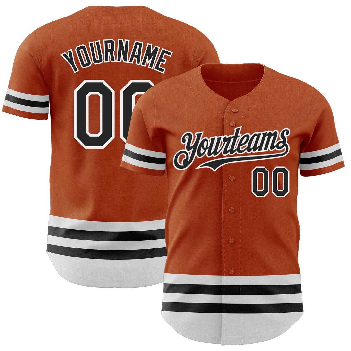 Custom Texas Orange Black-White Line Authentic Baseball Jersey - Sky-Custom