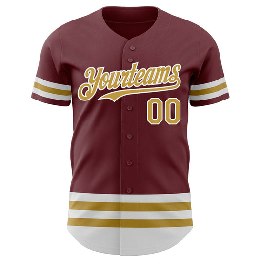 Custom Burgundy Old Gold-White Line Authentic Baseball Jersey - Sky-Custom