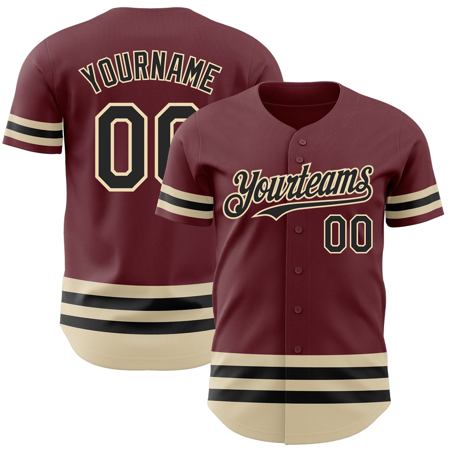 Custom Burgundy Black-Cream Line Authentic Baseball Jersey - Sky-Custom